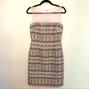 MIKAEL‎ AGHAL Lilac Plaid Dress Sheer Yoke 2 NWT